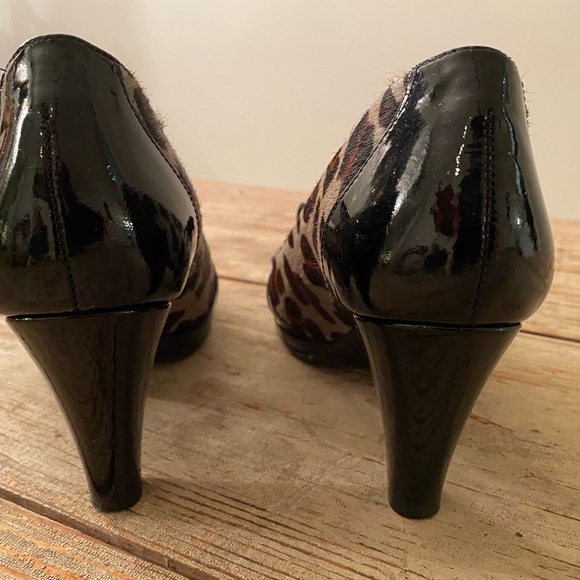 Nurture Rosalind Calf Hair Leopard Peep Toe Pumps - Picture 4 of 6